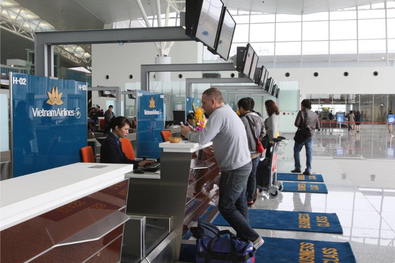 Check-in at the airport counter to check and authenticate documents