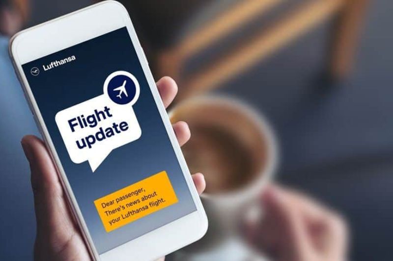 Notification of flight information sent to text message/email